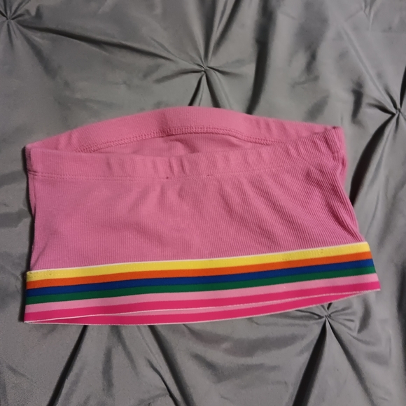 Forever 21 pink cropped tube top- sz S - Picture 2 of 4